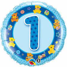 18 inch-es Kék Macik - Age 1 Blue Teddies 1. Szülinapi Számos Fólia Lufi