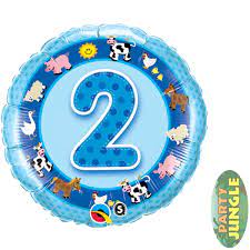 18 inch-es Kék - Age 2 Blue Farm Animals Szülinapi Számos Fólia Lufi