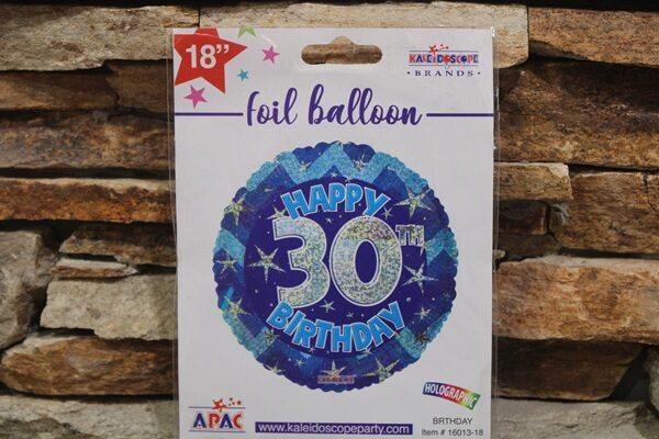 fólia lufi, happy birthday 30 kerek kék kb 46cm
