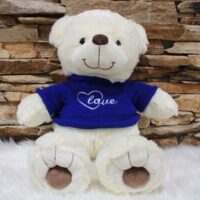 hófehér nagy méretű kék pólós maci