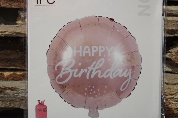 Fólia lufi Happy Birthday pasztell rózsaszín 45 cm