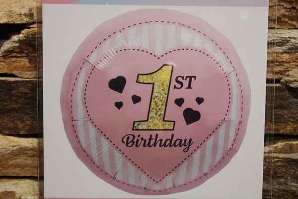 Fólia lufi 18" rózsaszín 1. születésnapra