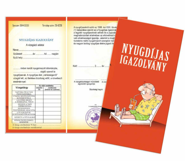 bizonyítvány nyugdíjas bizonyítvány férfi ajándék nyugdíjasnak