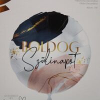 fólia lufi 45 cm boldog szülinapot kék rózsaszín arany magyar 