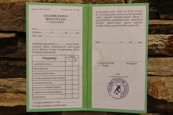 bizonyítvány a legjobb focista