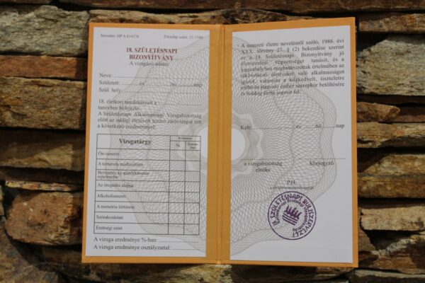 bizonyítvány 18.szülinap