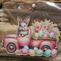 hűtőmágnes nyuszi teherautón (húsvét)