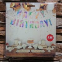 zászlófüzér happy birthday ezüst színváltós kb. 250 cm