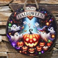 fa ajtódísz "happy halloween " (halloween)