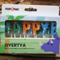 gyertya happy birthday dínós betűkkel