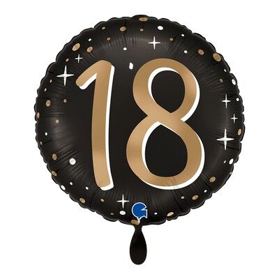 Fólia lufi – 18 – arany,fekete – (18.szülinap)