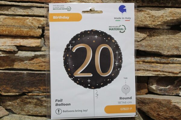 fólia lufi 20 arany,fekete (20.szülinap)