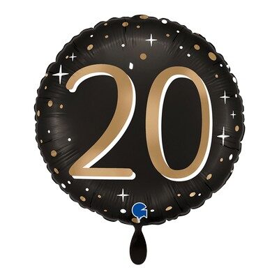 Fólia lufi – 20 – arany,fekete – (20.szülinap)