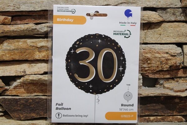 fólia lufi 30 fekete,arany, (30.szülinap)