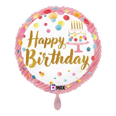 fólia lufi happy birthday (két oldalas,tortás)