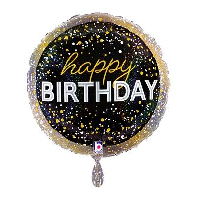 fólia lufi happy birthday fekete (arany konfettis)