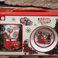 karácsonyi bögre szett teherautó lufikkal 