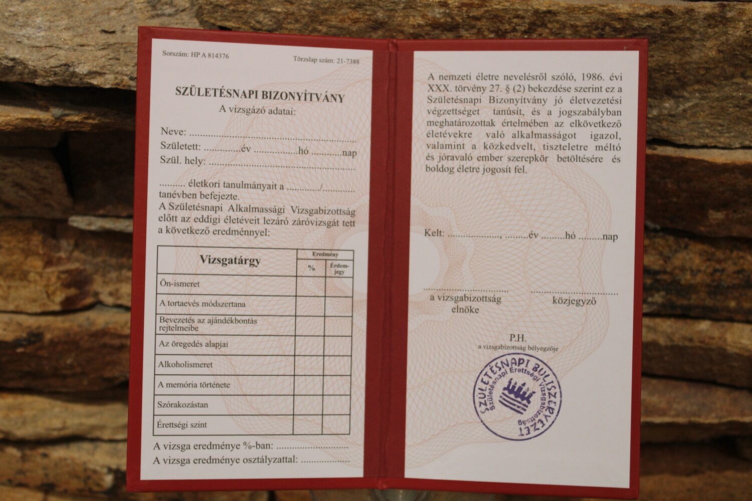 bizonyítvány születésnapi bizonyítvány