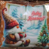 díszpárna boldog karácsonyt manó kávéval 