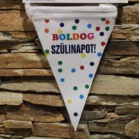 zászlófüzér boldog szülinapot pöttyös 12 db/cs 3 m