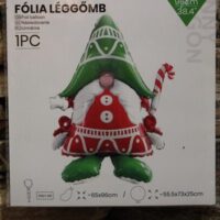 Álló fólia lufi levegős manó zöld sapkában 96 cm