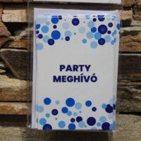 meghívó kék pöttyös 10x15 cm 6 db/cs