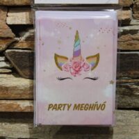 meghívó unikornisos 10x15 cm 6 db/cs