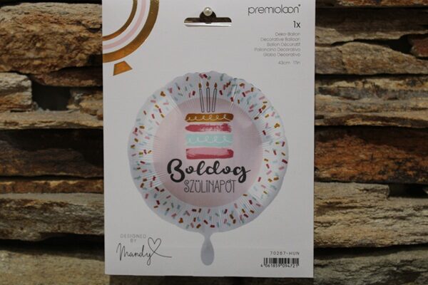 fólia lufi boldog szülinapot (tortás ,pink)