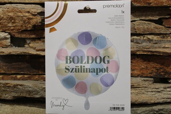 fólia lufi boldog szülinapot pasztel pöttyös