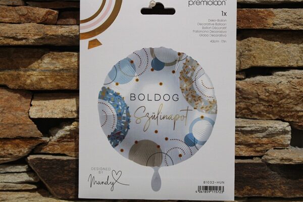 fólia lufi boldog szülinapot (kék , arany)