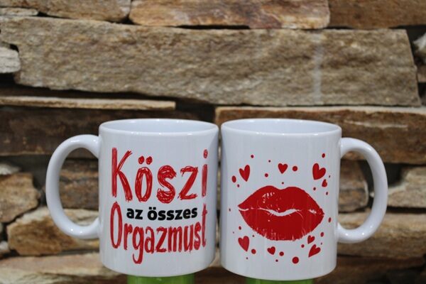 Valentin napi vicces bögre – „Köszi az összes orgazmust!” felirattal