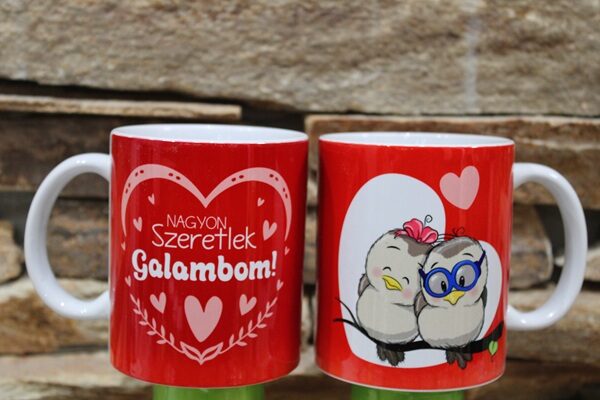 Valentin napi szerelmes bögre – „Nagyon szeretlek Galambom!”