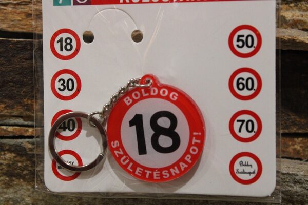 Sebességkorlátozó kulcstartó -plexi – (18.szülinap)