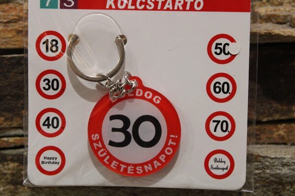 Sebességkorlátozó kulcstartó – plexi – (30.szülinap)