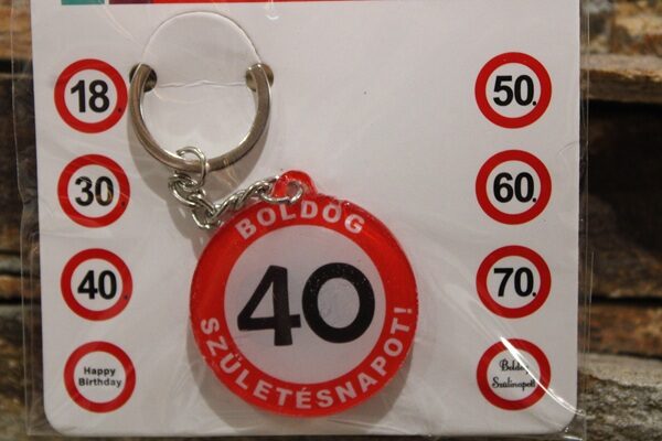 Sebességkorlátozó kulcstartó – plexi – (40.szülinap)