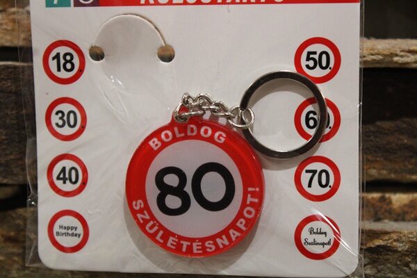 Sebességkorlátozó kulcstartó -plexi-  (80.szülinap)