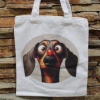 vászon szatyor tacskó katicával.