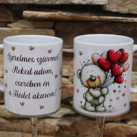 bögre maci szívecskés lufikkal (valentin nap)