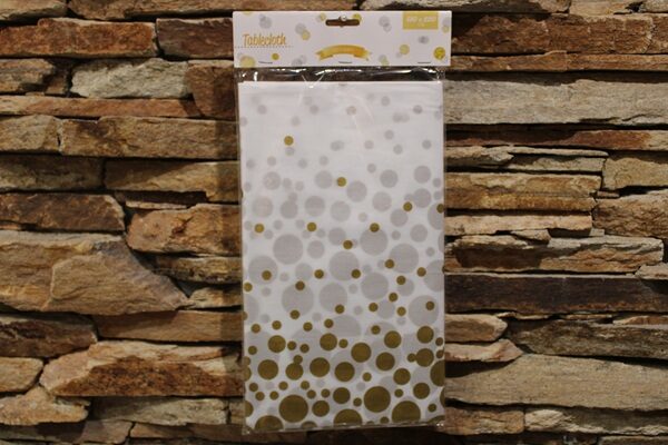 Arany Pöttyös Asztalterítő 130×220 cm – Elegáns Party Dekoráció