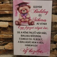 ballagási fatábla macis ,lányoknak 