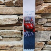 ballagási emlékszalag piros autó mintával és idézettel