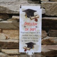 ballagási pénzátadó doboz talársapkával és idézettel – „gratulálok, sok sikert!”