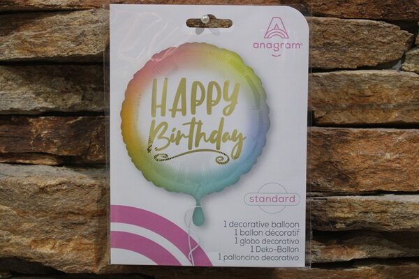 happy birthday pasztell színátmenetes fólia lufi – 43 cm