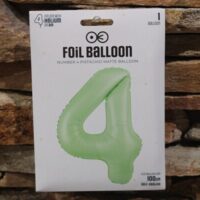 4 es szám fólia lufi 100 cm – pisztácia színű szülinapi lufi