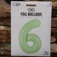 6 os szám fólia lufi 100 cm – pisztácia színű szülinapi lufi
