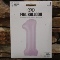 1 es szám fólia lufi 100 cm – levendula színű szülinapi lufi