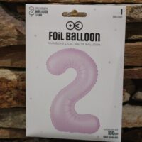 2 es szám fólia lufi 100 cm – levendula színű szülinapi lufi