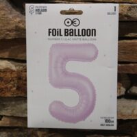 5 ös szám fólia lufi 100 cm – levendula színű szülinapi lufi
