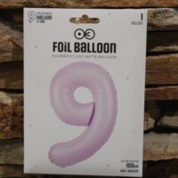 9 szám fólia lufi 100 cm – levendula színű szülinapi lufi
