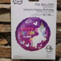 lila pasztell unikornis happy birthday fólia lufi – 45 cm